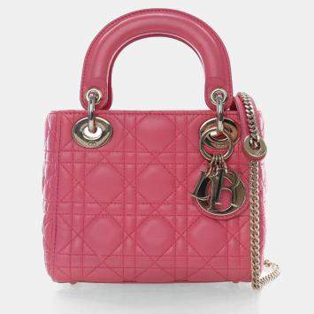 Pre Owned Dior Mini Pink Lambskin Lady Dior