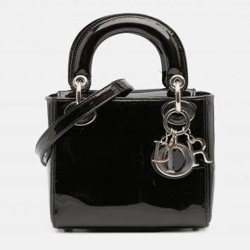 Pre Owned Dior Black Mini Patent Lady Dior