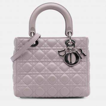 Pre Owned Dior Purple Medium Lambskin Cannage Lady Dior