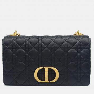 Pre Owned Dior Black Leather Christian Dior Cannage Caro Bag Large