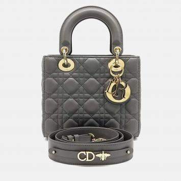 Pre Owned Dior Grey Leather Lady Bag Small