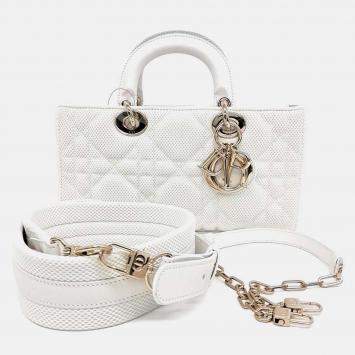 Pre Owned Dior White Fabric Lady D-JOY Medium