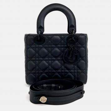 Pre Owned Dior Black Leather Ultramatte Lady Bag Small