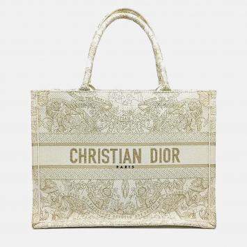 Pre Owned Dior Beige Fabric Christian Dior Book Tote Bag