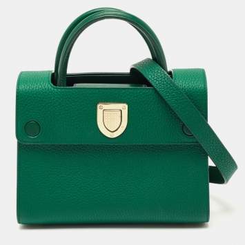 Pre Owned Dior Green Leather Mini Diorever Top Handle Bag