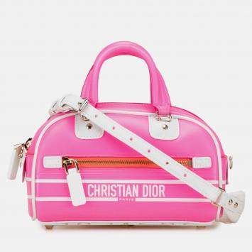 Pre Owned Dior Pink Micro Leather Dior Vibe Zip Bowling Bag
