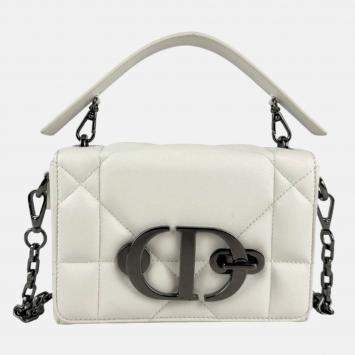 Pre Owned Christian Dior 30 Montaigne Shoulder Bag/Handbag White Leather