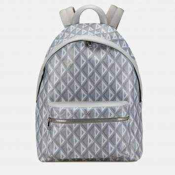 Pre Owned Christian Dior Dior Cd Diamond Hit The Road Backpack Gray Pvc Leather