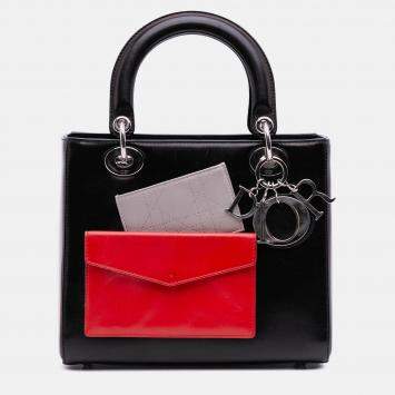 Pre Owned Dior Black Medium Calfskin Pockets Lady Dior