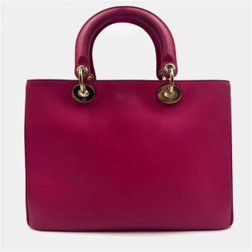 Pre Owned Dior Fuchsia Leather Medium Diorissimo Shopper Tote