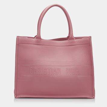 Pre Owned Dior Pink Medium Embossed Book Tote