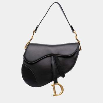Pre Owned Dior Black Smooth Calfskin Saddle Bag
