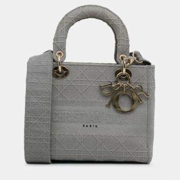 مملوكة مسبقًا Dior Grey Medium Canvas Cannage Lady D Lite