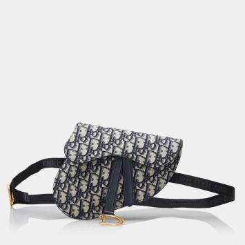 Pre Owned Dior Oblique Canvas Saddle Belt Bag