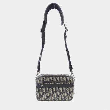 Pre Owned Christian Dior Beige/Black/Blue Handbag