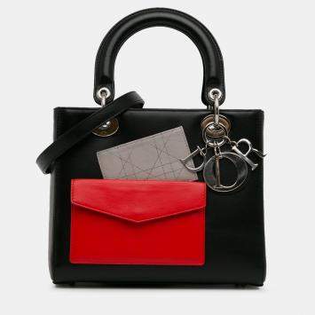 Pre Owned Dior Black Medium Calfskin Pockets Lady Dior