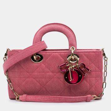 Pre Owned Dior Pink Medium Denim Macrocannage Lady D Joy