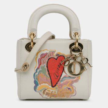 Pre Owned Dior White Niki De Saint Phalle Mini Calfskin Dioramour Lady Dior
