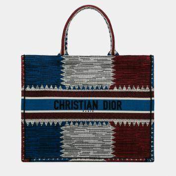 Pre Owned Dior Blue Large French Flag Book Tote