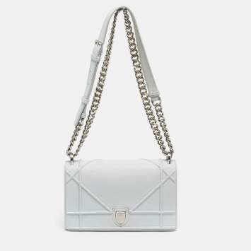 Pre Owned Dior Light Blue Leather Small Diorama Shoulder Bag