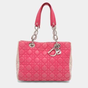 Pre Owned Dior Pink Cannage Leather Small Soft Lady Dior Tote