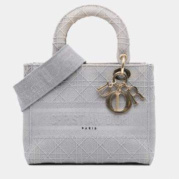 Pre Owned Dior Grey Medium Canvas Cannage Lady D Lite