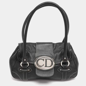 Pre Owned Dior Black Leather St. Germain Flap Satchel