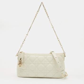 Pre Owned Dior White Cannage Leather Mini Midi Miss Dior Bag