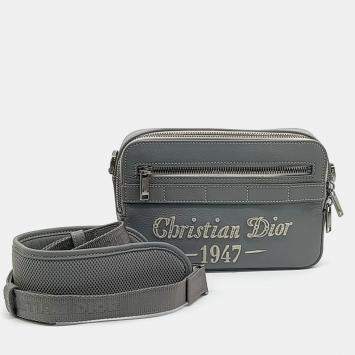 Pre Owned Dior Grey Leather Safari Messenger Bag