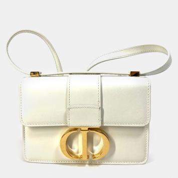 Pre Owned Christian Dior Montaigne 30 Pochette Pouch Shoulder Bag In White Leather
