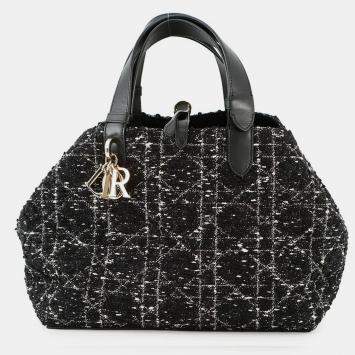 Pre Owned Dior To Jules Bag Black/White Tweed Calf Leather Size Medium