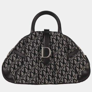 Pre Owned Christian Dior Black Double Saddle Trotter Handbag 05-MA-0092