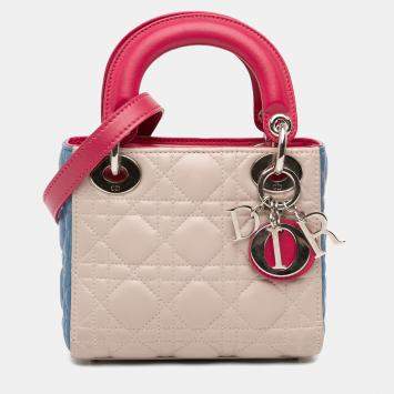 Pre Owned Dior Multicolor Mini Tricolor Lambskin Cannage Lady Dior