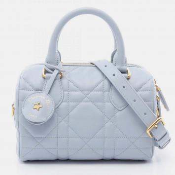 Pre Owned Christian Dior Dior Groove 20 Macrocannage Handbag Leather Blue