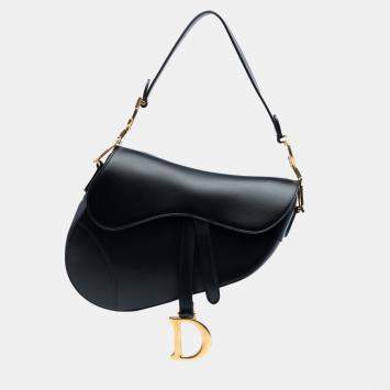 Pre Owned Dior Black Mini Leather Saddle Bag