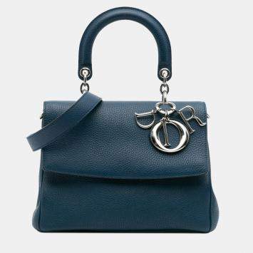 Pre Owned Dior Navy Blue Small Leather Be Dior Flap