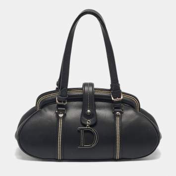 Pre Owned Dior Black Leather Detective Frame Bag