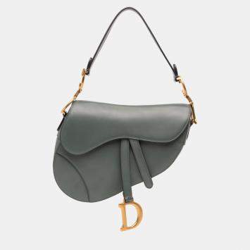 Pre Owned Dior Green Smooth Calfskin Saddle Bag