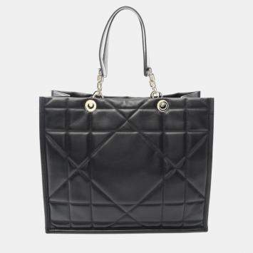 Pre Owned Christian Dior Dior Essential Large Archi Cannage Tote Bag Leather Black