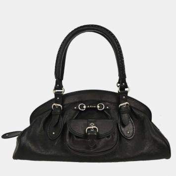 Pre Owned Christian Dior Black Leather My Dior Frame Bowling Handbag