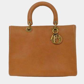 Pre Owned Christian Dior Brown Leather Lady Dior Handbag