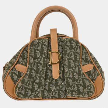 Pre Owned Christian Dior Green Double Saddle Trotter Handbag