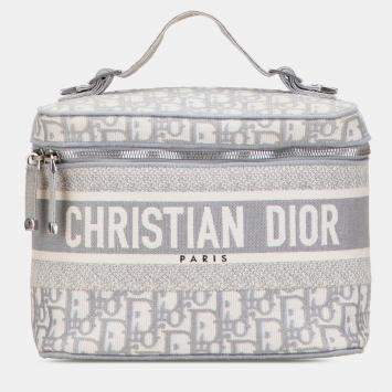 Pre Owned Dior Grey Oblique Canvas Diortravel Vanity Case