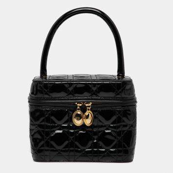 Pre Owned Dior Black Patent Cannage Vanity Case