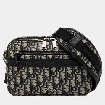 Pre Owned Dior Blue Oblique Canvas Safari Crossbody