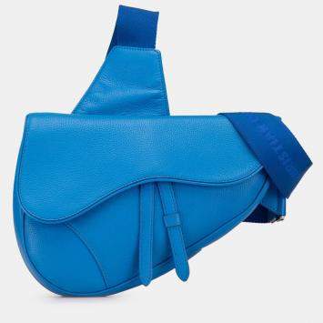 Pre Owned Dior Blue Leather Saddle Crossbody