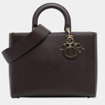 Pre Owned Dior Burgundy Large Grained Calfskin Lady D Sire