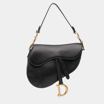 Pre Owned Dior Black Smooth Calfskin Saddle Bag
