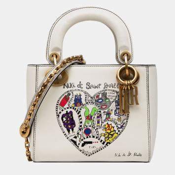 Pre Owned Dior White Niki de Saint Phalle Mini Calfskin Lady Dior