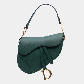Pre Owned Dior Green Mini Grained Calfskin Saddle Bag